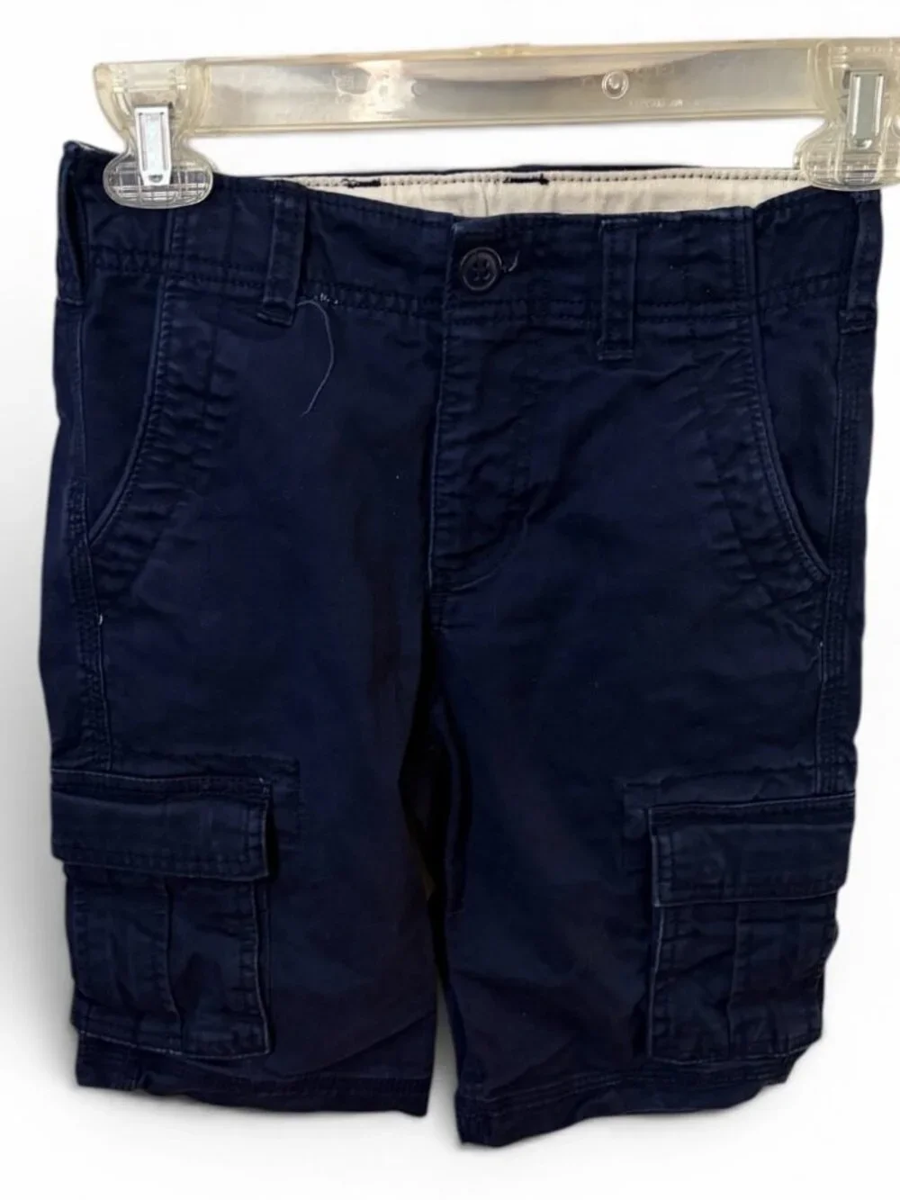 GAP Kids Boys 10 Slim Cargo Shorts Navy Blue Adjustable Waist Button Zip - Picture 2 of 4